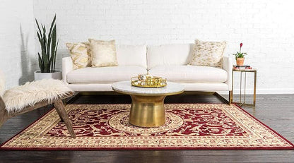 Unique Loom Versailles Collection Traditional Classic Medallion Floral Motif Area Rug (6' 0 x 9' 0 Rectangular, Burgundy/ Ivory)