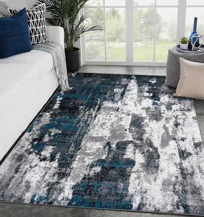 LUXE WEAVERS Modern Abstract Art Turquoise 5x7 Area Rug