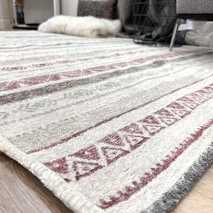 Alfa Rich 3x5 Mauve Off White Washable Area Rugs for Living Room Bedroom Kitchen Decor Cotton Runner
