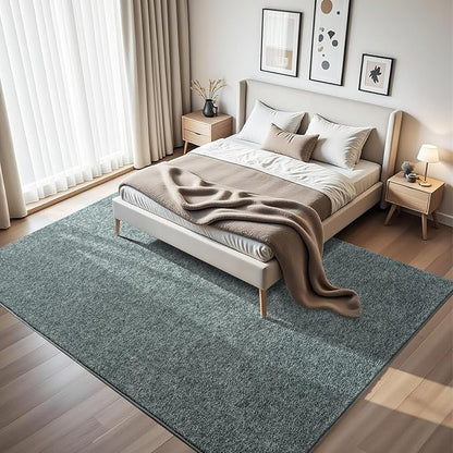 HQAYW 5x7 Area Rugs for Living Room Bedroom, Modern Thickened Memory Foam Soft Rug, Indoor Low Pile Minimalist Washable Non Slip Carpets for Kids Girls Boys Nursery Dorm Home Decor, Grey Green
