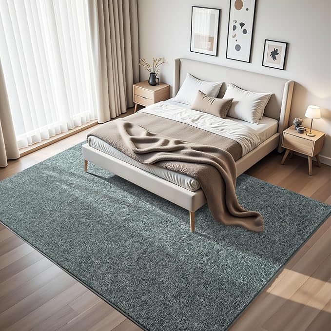 HQAYW 6x9 Large Area Rugs for Living Room Bedroom, Modern Thickened Memory Foam Soft Rug, Low Pile Minimalist Washable Non Slip Carpets for Kids Girls Boys Nursery Dorm Home Decor, Grey Green