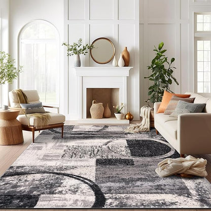 Rugshop Contemporary Circle Design Area Rug, Carpet with Jute Backing for Living Room, Dining Room, or Home Office, Cream, 7'10" x 10'2"