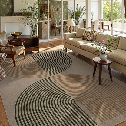 Lahome Modern Rainbow Easy Jute Rug, 6x9 Rug for Living Room Washable Indoor Outdoor Patio Rug, Farmhouse Rug for Bedroom Non Slip Contemporary Carpet for Backyard Deck Office Decor