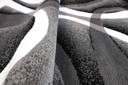 GLORY RUGS Modern Area Rug 5x7 Gray White Swirls Carpet Bedroom Living Room Contemporary Dining Accent Sevilla Collection 4816