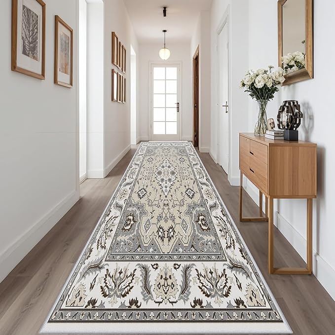 Hallway Runner Rug 2x8ft Kitchen Runner Rug Non Slip Washable Runner Rugs, Thick Faux Wool Carpet Runner Rugs with Rubber Backing for Hallway, Kitchen, Entryway, Living Room, Bedroom, Laundry