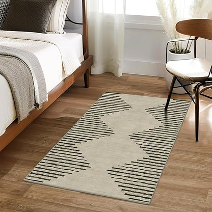 HelloTree 2x3 Entryway Rug, Indoor Small Machine Washable Area Rug Non Slip Backing Home Decor Floor Decoration Mat Boho Rugs for Entrance Kids Room Bedside Bedroom Stain Resistant Carpet-Cream