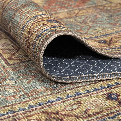 Bloom Rugs Washable Non-Slip 4' x 6' Rug - Terracotta/Mustard Traditional Area Rug for Living Room, Bedroom, Dining Room, and Kitchen - Exact Size: 4' x 6'