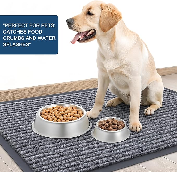 OLANLY Front Door Mat Indoor Outdoor Entrance, Waterproof Heavy Duty Doormat, Fade Resistant, Low Profile, Easy Clean Patio Porch Welcome Floor Mats for Entry, 47x34, Light Gray