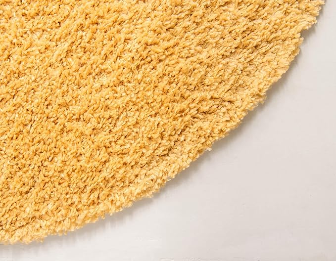 Unique Loom Davos Shag Collection Area Rug - Solid (10' Round, Sun Yellow)