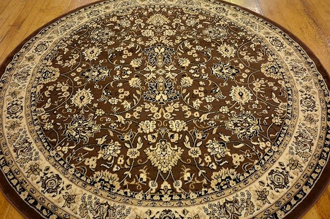 Unique Loom Sialk Hill Collection Area Rug - Washington (7' 10" Round Brown/Black)