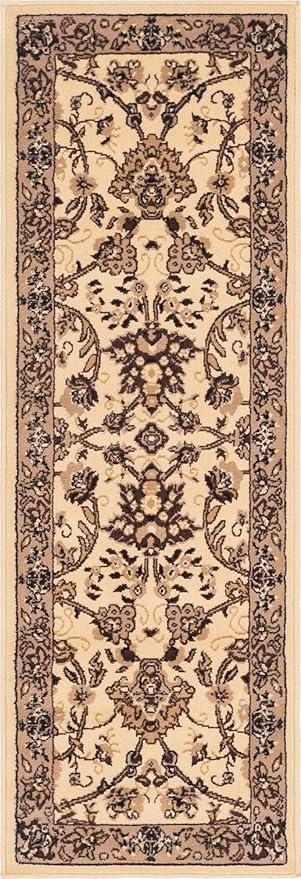 Unique Loom Sialk Hill Collection Area Rug - Washington (2' 2" x 6' 1" Runner Ivory/Black)