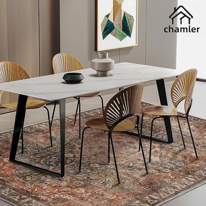 3x5 Area Rug Vintage Washable Thin Tangerine Traditional Floor Cover Foldable Indoor Distressed Non Slip Carpet Floral Print Mat Rugs for Bedroom Living Room Bathroom