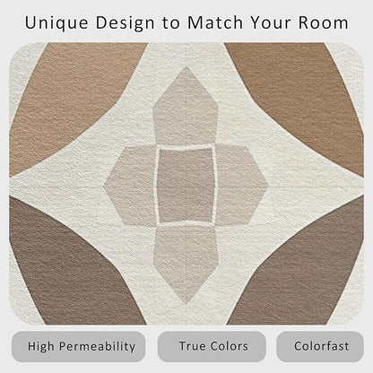 Geometric Rug, Washable 6x8 Rug for Living Room, Modern Abstract Patterned Indoor Carpet, Geometric Decor for Home, Bedroom, Soft Non Slip Thin Design FER90