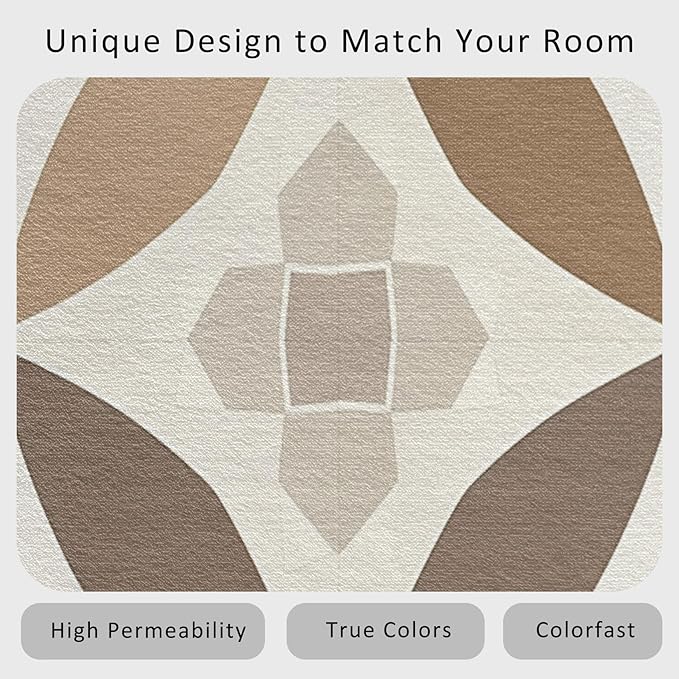 Geometric Rug, Washable 4x6 Rug for Living Room, Modern Abstract Patterned Indoor Carpet, Geometric Decor for Home, Bedroom, Soft Non Slip Thin Design FER86