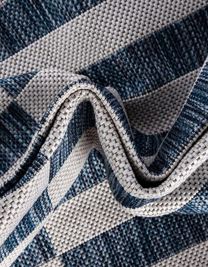 Unique Loom Outdoor Striped Collection Area Rug - Striped (10' x 14' Rectangle Blue/Ivory)
