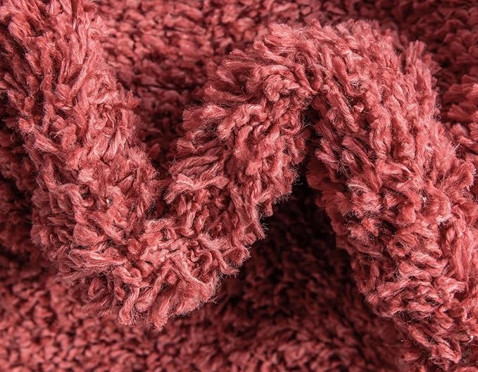 Unique Loom Davos Shag Collection Area Rug - Solid (2' 7" x 20' Runner, Poppy)