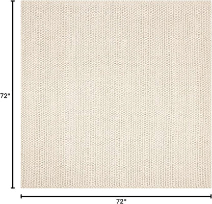 SAFAVIEH Natura Collection Area Rug - 6' Square, Ivory, Handmade Wool Blend, Textured Design, Ideal for Living Room, Bedroom, Dining Space (NAT620A)