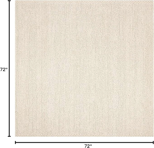 SAFAVIEH Natura Collection Area Rug - 6' Square, Ivory, Handmade Wool Blend, Textured Design, Ideal for Living Room, Bedroom, Dining Space (NAT620A)