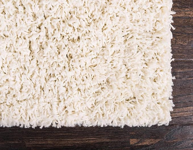Unique Loom Solid Shag Collection Area Rug (5' 1" x 8' Rectangle Pure Ivory)