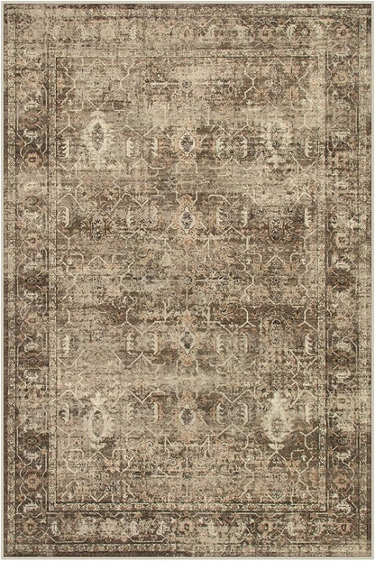 Lahome Vintage 6x9 Washable Brown Rugs for Living Room Bedroom, Soft Dining Room Rugs for Under Table, Non Slip Indoor Throw Carpet for Entryway Kitchen Office (6x9ft,Brown)