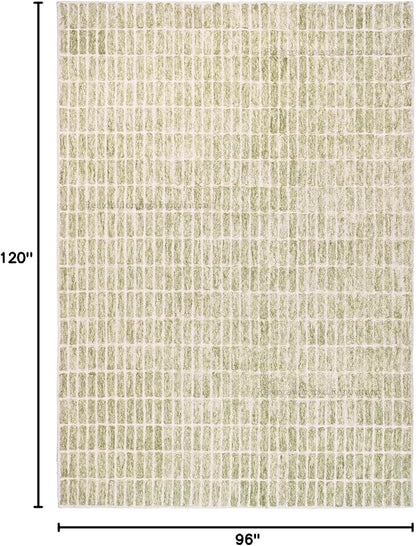 Hand-Tufted 100% Wool Area Rug – Unique Modern Geometric Grid Pattern, Soft Plush Textured Carpet for Living Room, Bedroom, Dining Room & Entryway (Light Green, 2.6' x 8')
