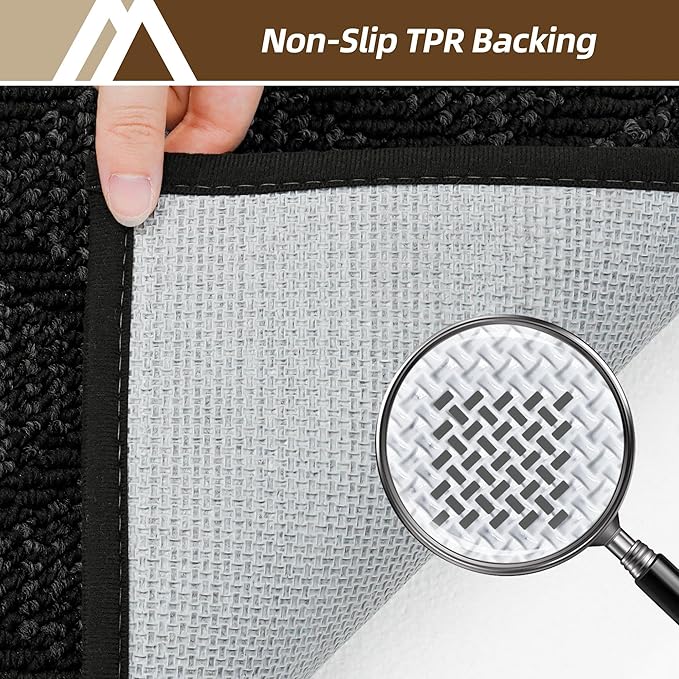 COSY HOMEER Non-Slip Door Mat 24"x36", Entryway Rugs Low Profile Absorbent Dirt Trapper Doormat for Front Entrance, Washable Polypropylene Entry Mat (Black)