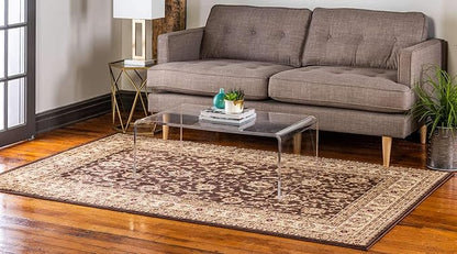Unique Loom Voyage Collection Traditional Oriental Classic Intricate Design Area Rug (8' 0 x 10' 0 Rectangular, Brown/Ivory)