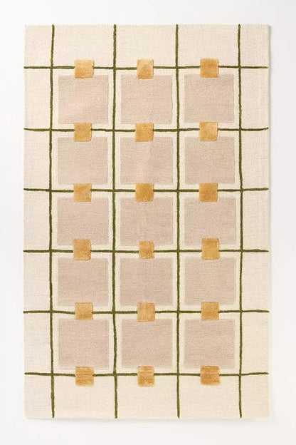 Greer Hand-Tufted Wool Rug - Elegant Taupe and Olive Geometric Pattern for Sophisticated Home Decor (9x12 Ft)