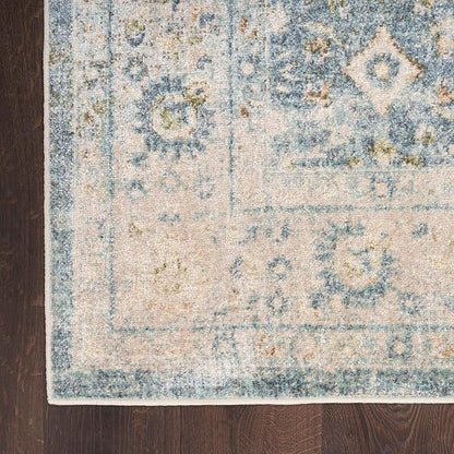 Nourison Home Astra Machine Washable Teal Beige 6'7" x 9' Area Rug Easy Clean, Non Shedding, Bed Room, Living Room, Dining Room, Kitchen (7' x 9')