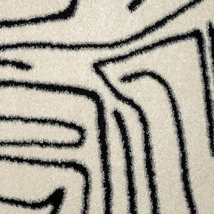 Abani Abstract Beige/Black Area Rug - 5'x8' - Modern Animal/Natural Lines Design - Deco Collection - Easy to Clean - Durable for High Traffic Areas - Bedroom, Office & Kitchen - Medium Pile