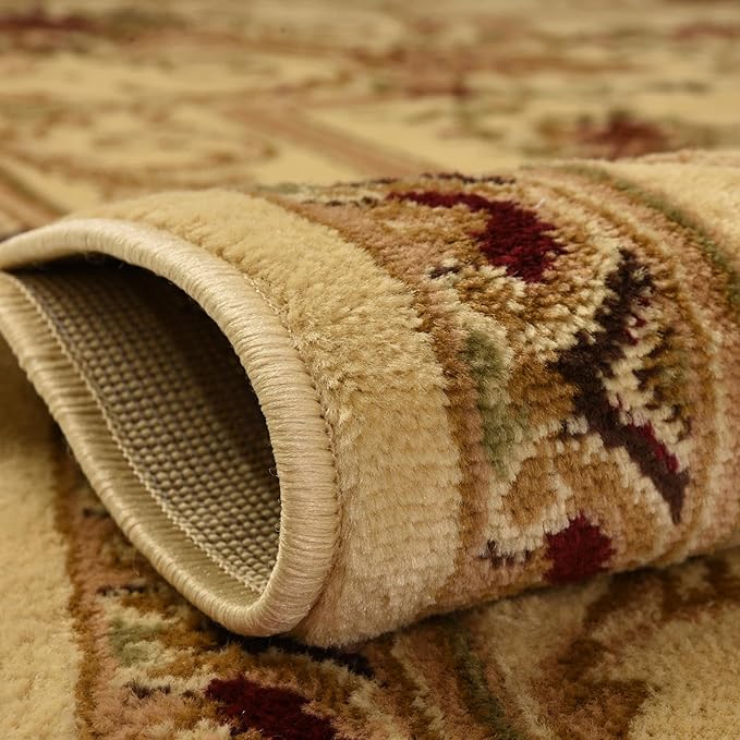 Rugs.com Chateau Collection Rug – 10 Ft Runner Cream Medium Rug Perfect for Hallways, Entryways