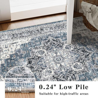 Area Rug 2x3 Entryway Rug Soft Washable Doormat Non Slip Low Pile Lightweight Carpets Indoor Faux Wool Small Rug for Entrance, Kitchen, Bedroom, Living Room