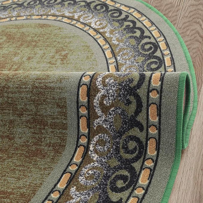 Antep Rugs Alfombras Bordered Modern 5x7 Non-Slip (Non-Skid) Low Pile Rubber Backing Indoor Area Rug (Green, 5' x 7' Oval)