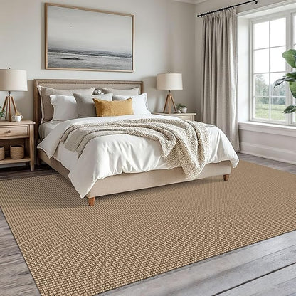 KOZYFLY Washable Area Rug 7.5x10 ft Rubber Backed Non Slip Rugs for Living Room Braided Cotton Bedroom Rug Woven Office Rugs Indoor Floor Carpets for Dining Bedroom Living Room, Tan/Orange/Brown