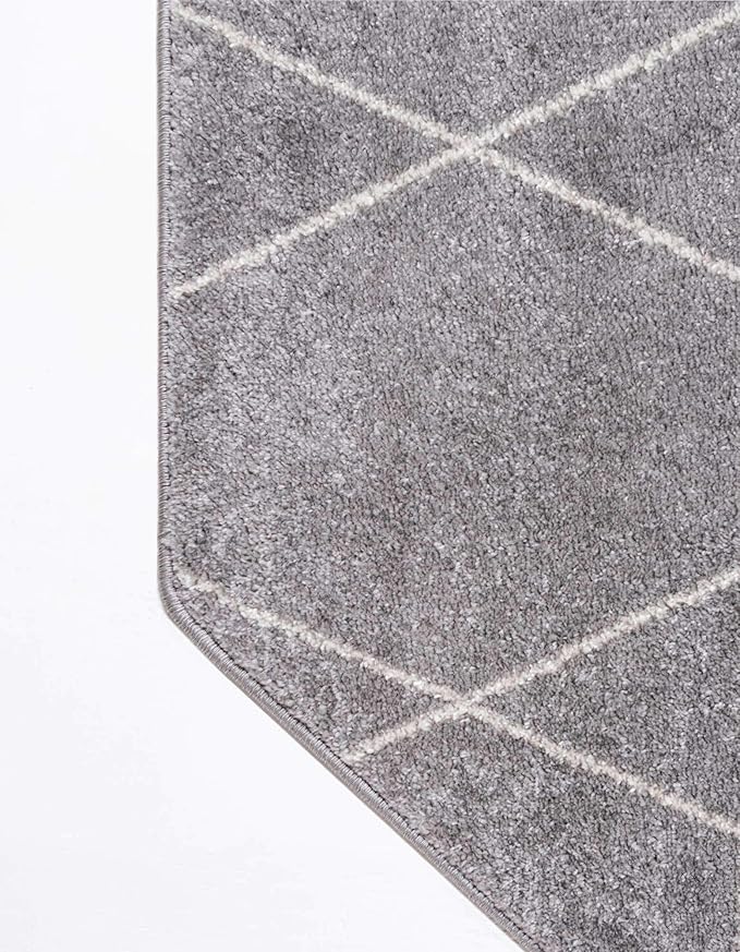 Unique Loom Trellis Frieze Collection Area Rug - Geometric (7' 10" Octagon, Light Gray/ Ivory)