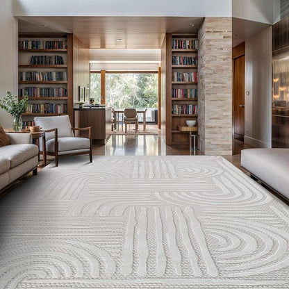 Modern Indoor Rug Orbit 8x10 Area Rugs for Living Room Luxury Kitchen Bedroom Durable Soft Geometric Durable Low and High Pile Stain Resistant Non Shedding Area Carpet 8x10