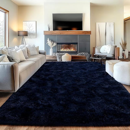 Area Rugs for Living Room, Soft Shaggy Carpets for Living Room, Fuzzy Rugs for Kids' Room, Perfect Decor for Modern Home Navy Blue 4x6 Feet