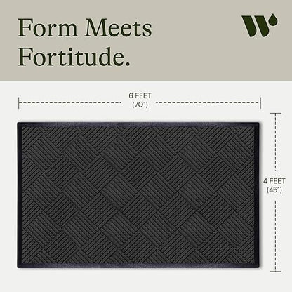 M+A Matting WaterHog Diamond | Commercial-Grade Entrance Mat with Rubber Border – Indoor/Outdoor, Quick Drying, Stain Resistant Door Mat (Charcoal, 4' x 6')