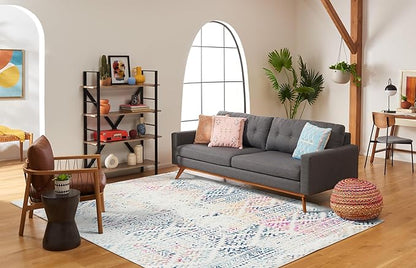 SAFAVIEH Area Rug 9x12 - Tulum Collection - Large - Ivory & Blue, Moroccan Boho Tribal Design, Non-Shedding & Easy to Clean, Ideal for Living Room, Bedroom, Dining Space (TUL272C)