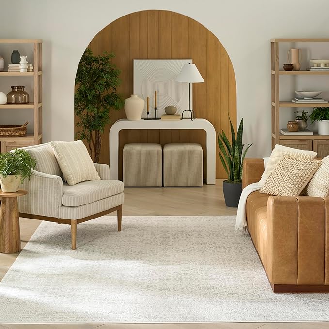 Nourison Home Grace Grey 7'10" x 9'10" Area Rug - Easy Clean, Non Shedding, Bed Room, Living Room, Dining Room, Kitchen (8' x 10')