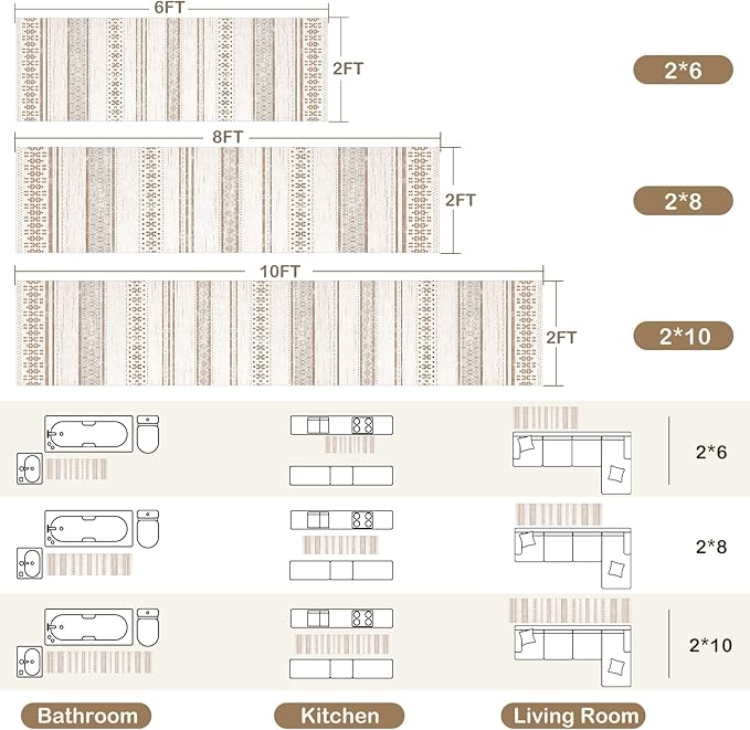 BESTSWEETIE 2x6 Area Rugs for Living Room Washable Moroccan Farmhouse Neutral Geometric Low Pile Non-Slip Soft Print Pattern Rug for Bedroom Kitchen Dining Room Entryway Cream/Brown/Pink