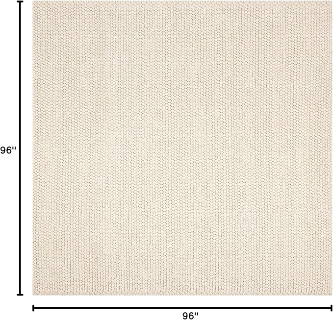 SAFAVIEH Natura Collection Area Rug - 8' Square, Ivory, Handmade Wool Blend, Textured Design, Ideal for Living Room, Bedroom, Dining Space (NAT620A)