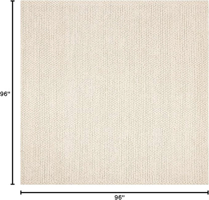 SAFAVIEH Natura Collection Area Rug - 8' Square, Ivory, Handmade Wool Blend, Textured Design, Ideal for Living Room, Bedroom, Dining Space (NAT620A)