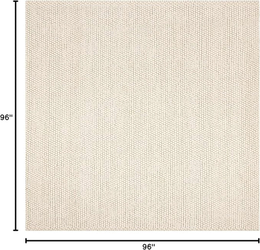 SAFAVIEH Natura Collection Area Rug - 8' Square, Ivory, Handmade Wool Blend, Textured Design, Ideal for Living Room, Bedroom, Dining Space (NAT620A)