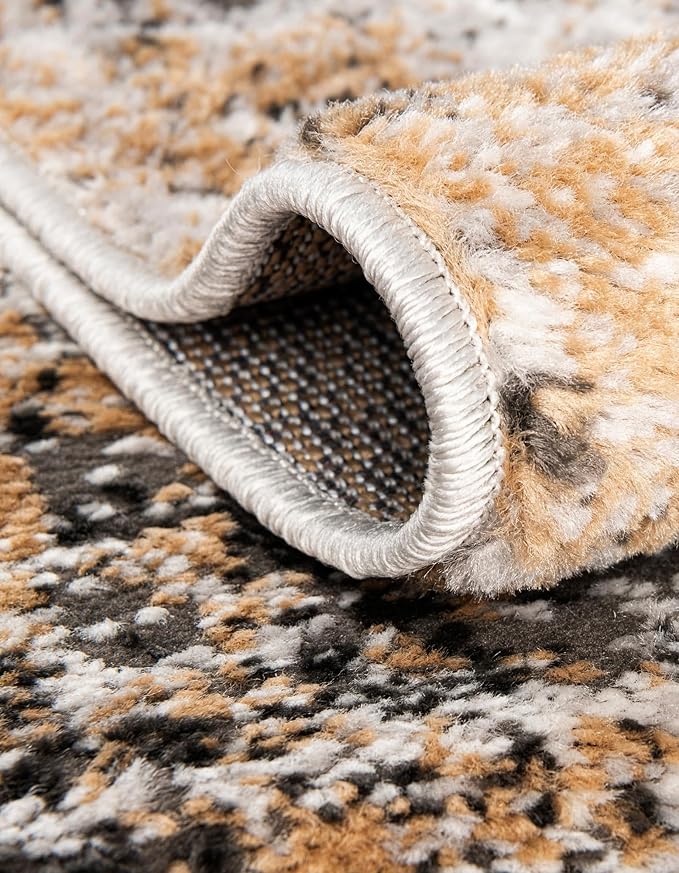 Rugs.com Leipzig Collection Rug – 8 Ft Runner Beige Low-Pile Rug Perfect for Hallways, Entryways