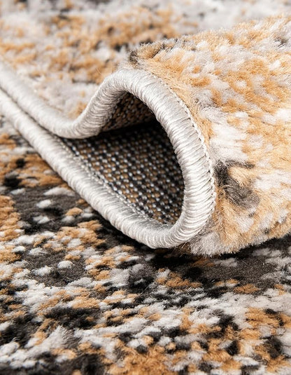 Rugs.com Leipzig Collection Rug – 8 Ft Runner Beige Low-Pile Rug Perfect for Hallways, Entryways