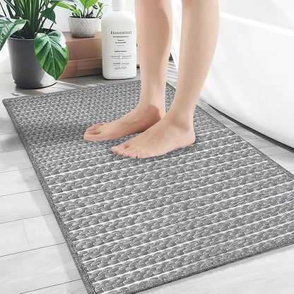 Braided Bath Mat,Boho Small Bathroom Rugs Non Slip Washable Super Absorbent Quick Dry Farmhouse Bathroom,Bedroom Decor,17"x24"Grey