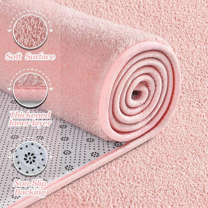 Large Area Rugs for Living Room Bedroom, 5x8 Feet Pink Rug, Minimalist Modern Shag Rug, Soft Thick Comfy Memory Foam Indoor Carpet, Non-Slip Washable Rug for Boys Girls Dorm Nursery Room Home Decor