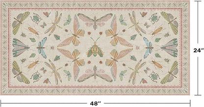 Light Pink Washable Bathroom Rug - 2x4 Small Kitchen Rugs for Powder Room, Front Door Indoor Entrance, Low Pile Stain Resistant, Colorful Pastel Aethestic