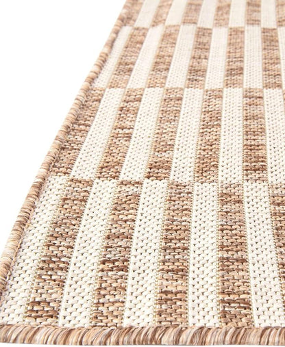 Unique Loom Outdoor Striped Collection Area Rug - Striped (10' x 13' 1" Rectangle Taupe/Ivory)